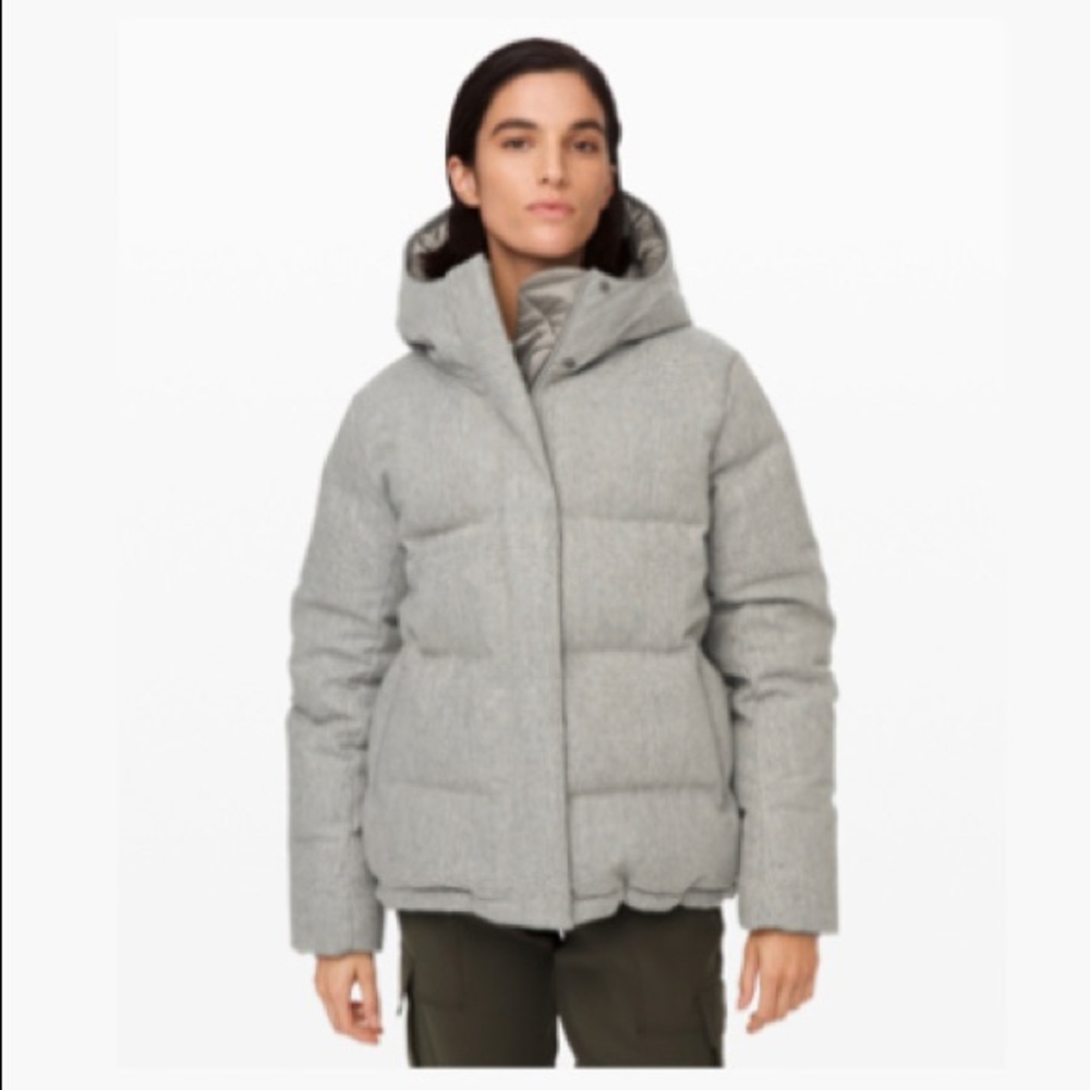 Luluemon wunder puff jacket wool grey color